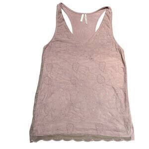 Women's Frenchi Lace Overlay Lavender Racerback Tank Top, Size Medium